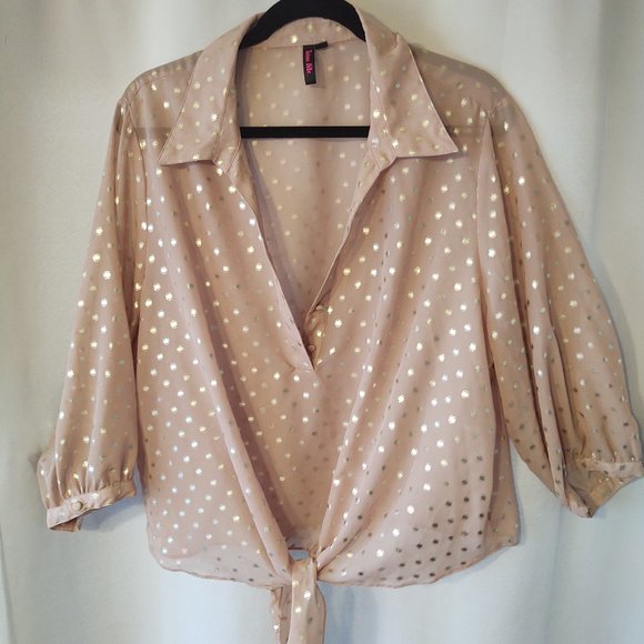 Pink/Gold Dots Blouse - Picture 1 of 5